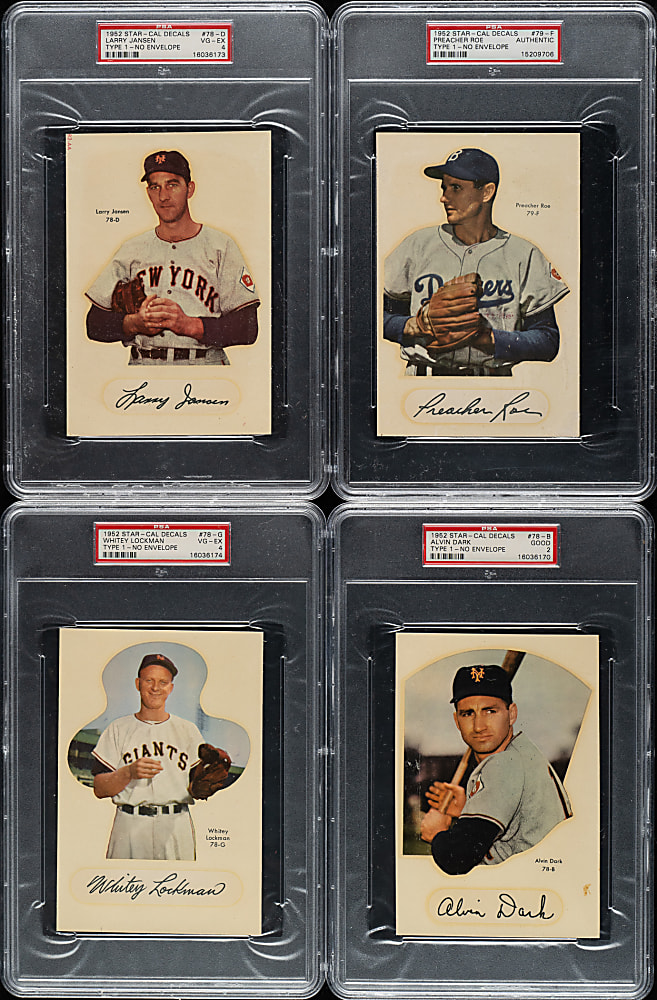 1952 Star-Cal Decals Type 1 No Envelope PSA-Graded Collection (9)