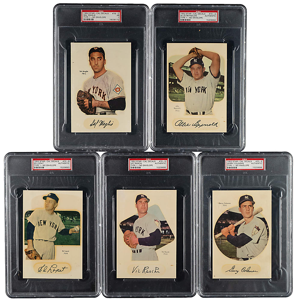1952 Star-Cal Decals Type 1 No Envelope PSA-Graded Collection (9)