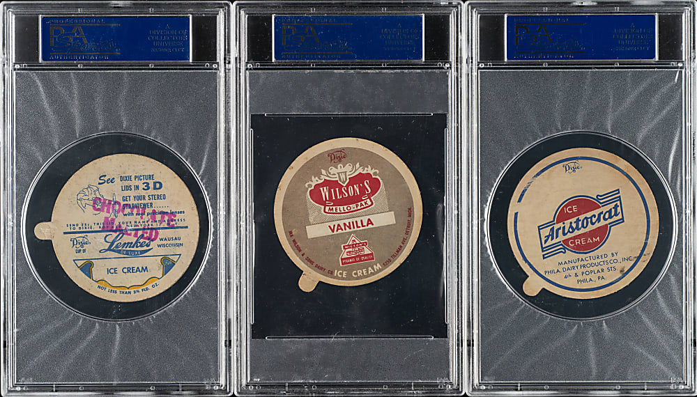 1953 and 1954 Dixie Lids PSA-Graded Trio: Preacher Roe, Allie Reynolds, and Gene Woodling