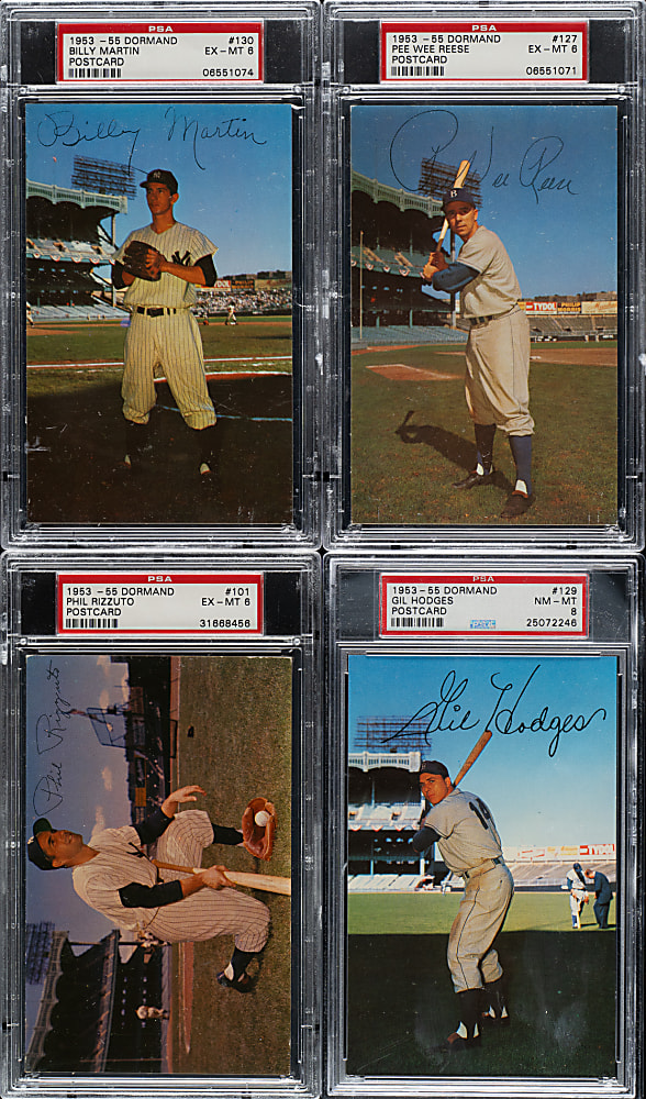 1953-1955 Dormand Postcard PSA-Graded Collection (24) Including Gil Hodges, Phil Rizzuto, and Pee Wee Reese