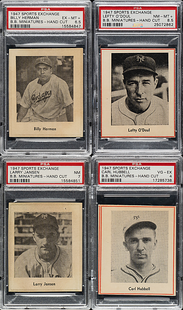 1947 W602 Sports Exchange Miniatures PSA- and SGC-Graded Collection (21) Including Lefty O'Doul, Carl Hubbell, and Billy Herman