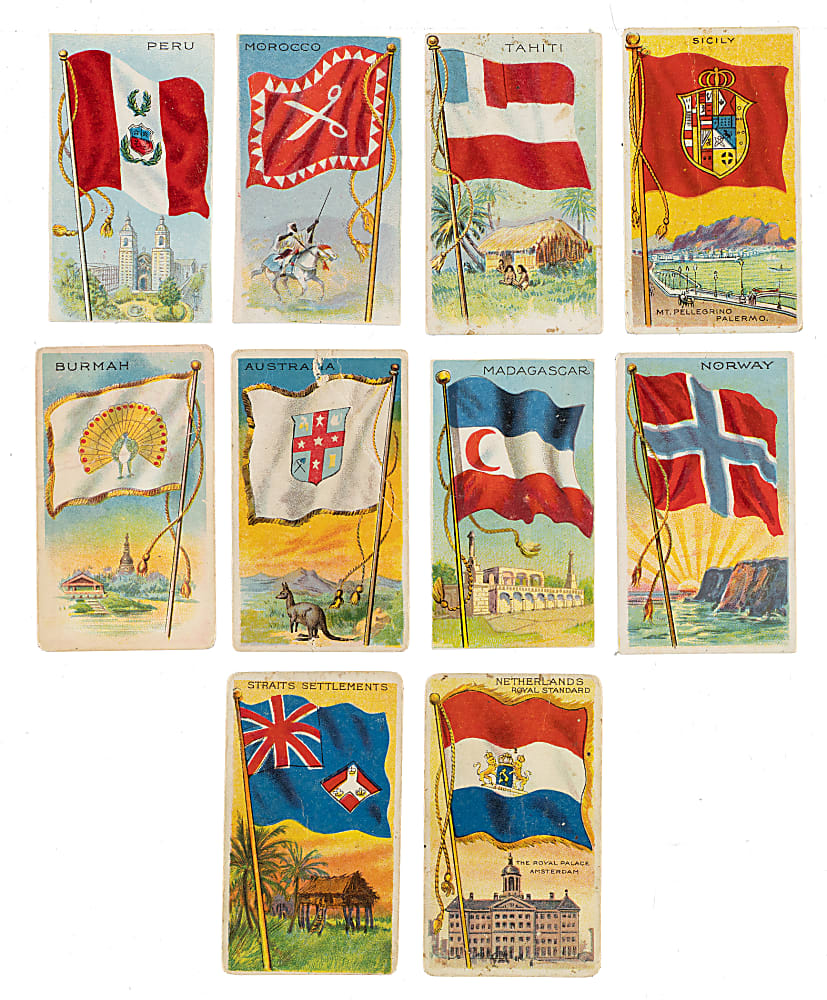 1910 T59 "Flags of All Nations" Complete and Near-Complete Set Pair (2 Sets, 364 Cards) Plus 219 Duplicates