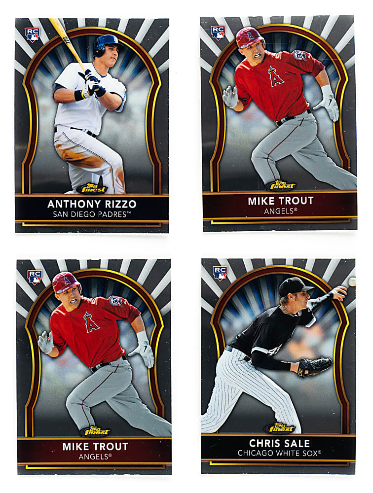 2011 Topps Finest Complete Set Pair (2 Sets, 200 Cards) Including Mike Trout, Freddie Freeman, and Anthony Rizzo Rookies