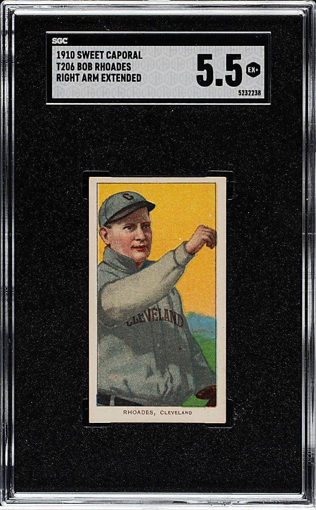 1909-1911 T206 White Border Bob Rhoades Right Arm Extended SGC EX+ 5.5