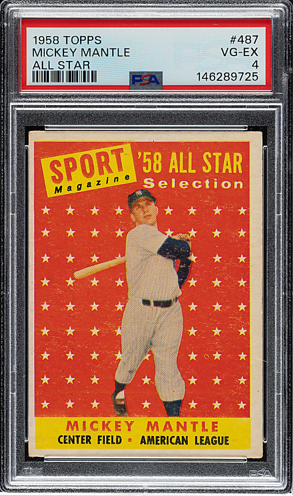 1958 Topps #487 Mickey Mantle All-Star PSA VG-EX 4