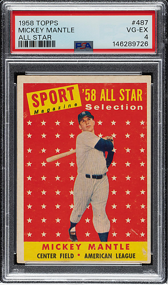 1958 Topps #487 Mickey Mantle All-Star PSA VG-EX 4