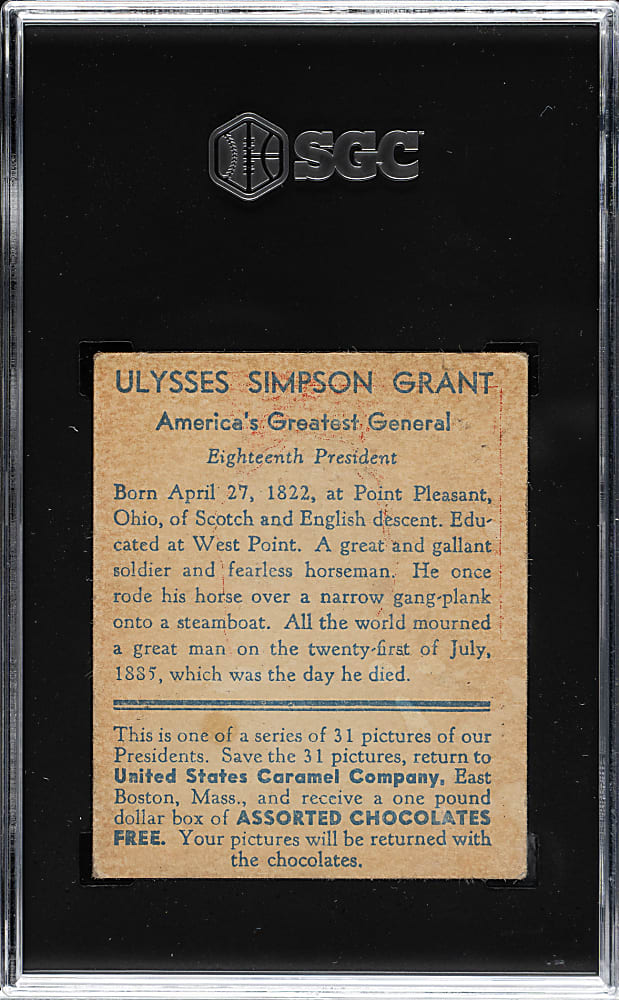 1932 R114 U.S. Caramel "Presidents" Ulysses S. Grant SGC VG 3