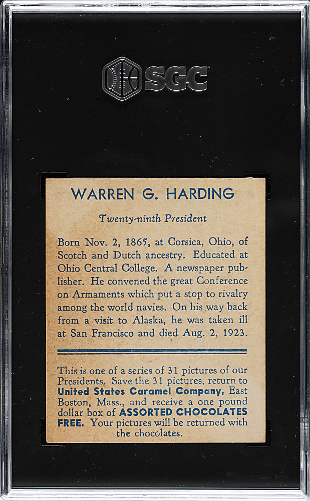 1932 R114 U.S. Caramel "Presidents" Warren G. Harding SGC EX 5