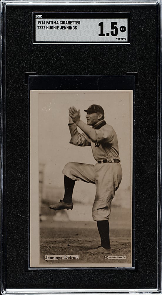 1914 T222 Fatima Cigarettes Hughie Jennings SGC FAIR 1.5