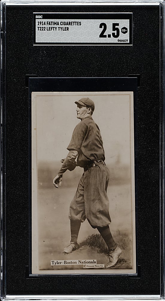 1914 T222 Fatima Cigarettes Lefty Tyler SGC GOOD 2.5