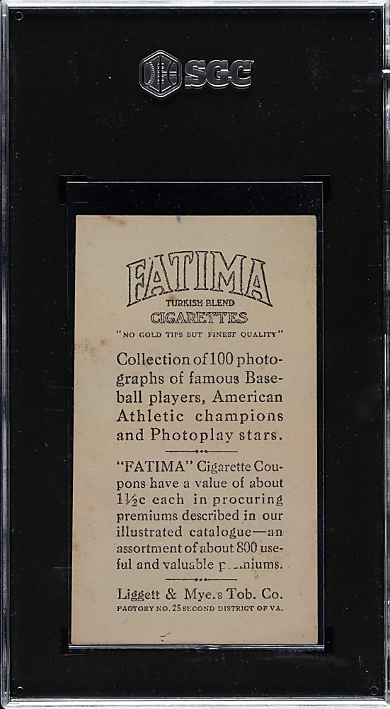 1914 T222 Fatima Cigarettes Lefty Tyler SGC GOOD 2.5