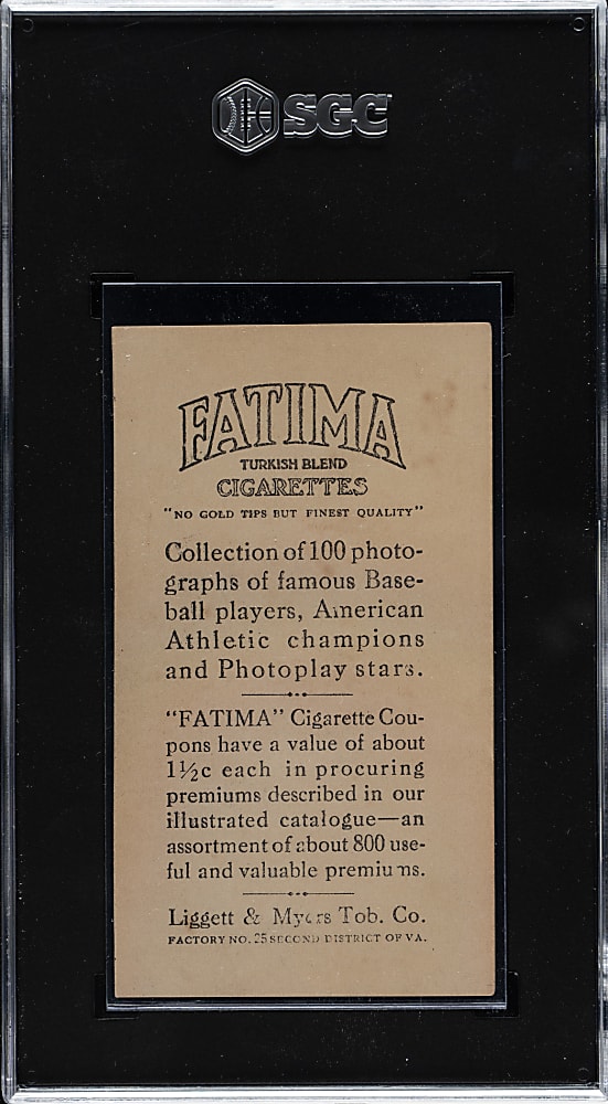 1914 T222 Fatima Cigarettes Stuffy McInnis SGC VG 3
