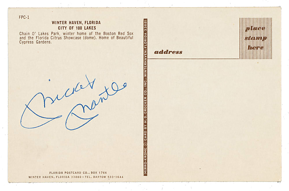 Mickey Mantle Signed 1953-1955 Dormand Postcard Yankee Stadium - JSA