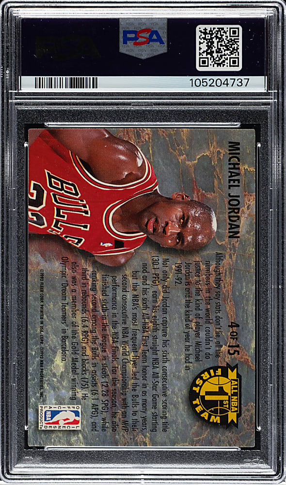 1992-1993 Fleer Ultra All-NBA Basketball #4 Michael Jordan PSA MINT 9