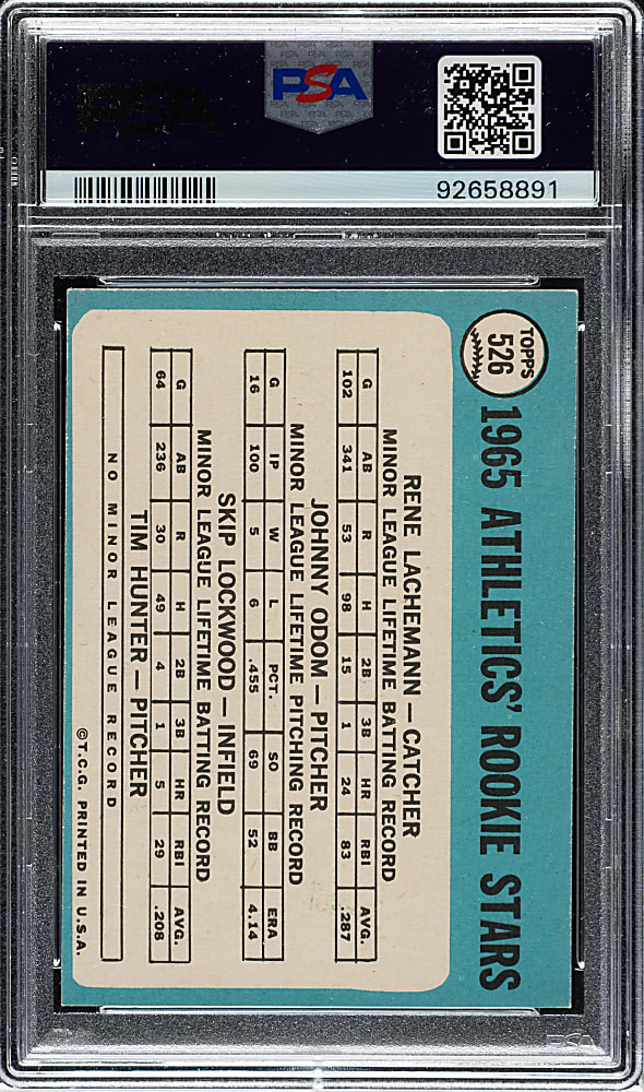 1965 Topps #526 Jim "Catfish" Hunter Rookie PSA EX-MT 6