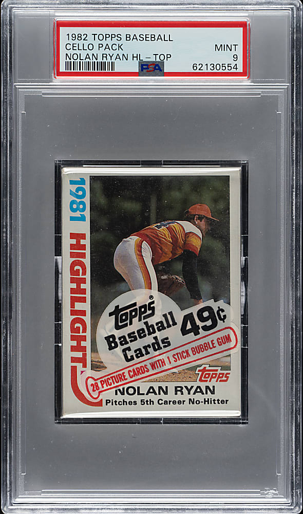 1982 Topps Unopened Cello Pack PSA MINT 9 - Nolan Ryan Highlights on Top