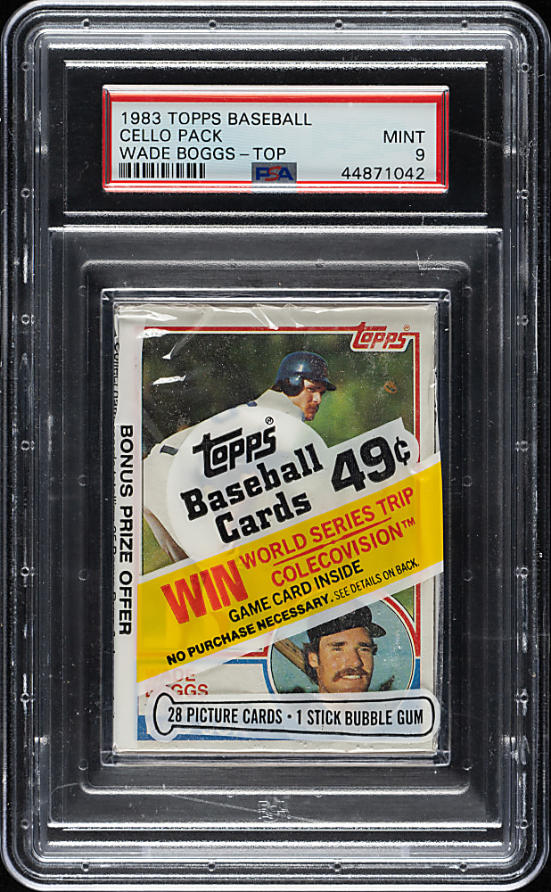 1983 Fleer Unopened Cello Pack PSA MINT 9 - Wade Boggs Rookie on Top