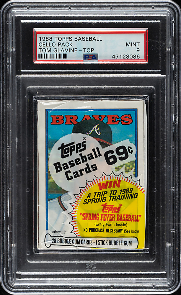 1988 Topps Unopened Cello Pack PSA MINT 9 - Tom Glavine Rookie on Top