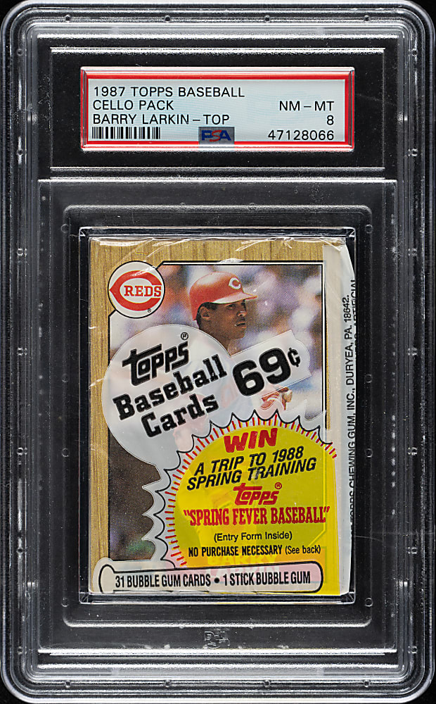 1987 Topps Unopened Cello Pack PSA NM-MT 8 - Barry Larkin Rookie on Top