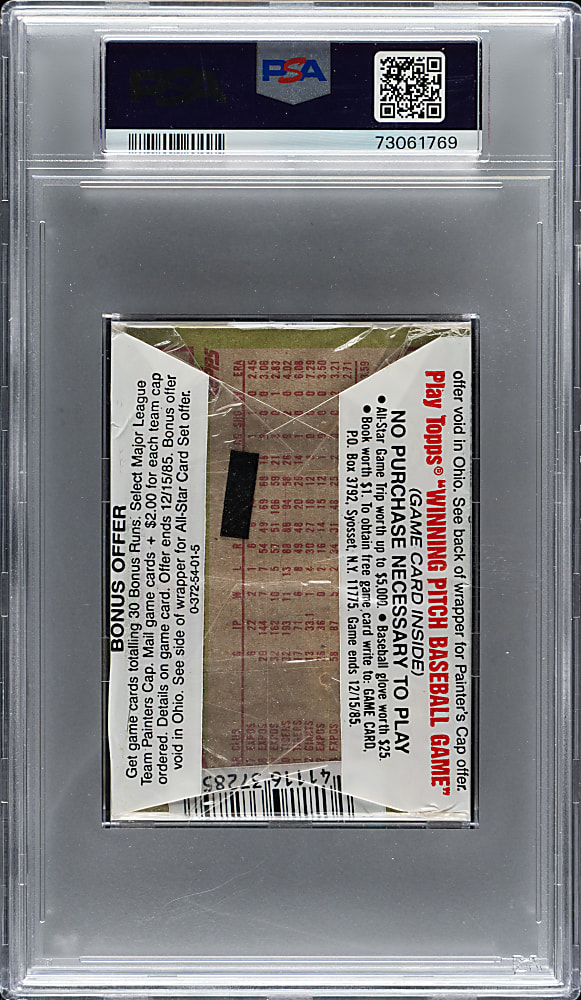 1985 Topps Unopened Cello Pack PSA NM-MT 8 - Steve Carlton on Top