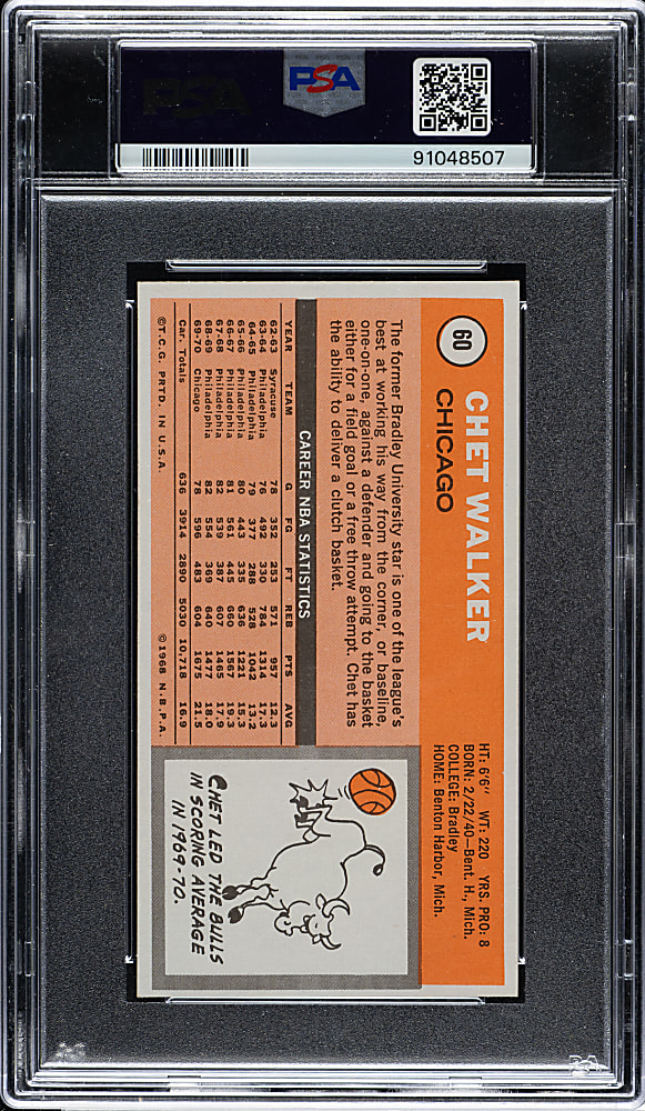 1970-1971 Topps Basketball #60 Chet Walker PSA MINT 9
