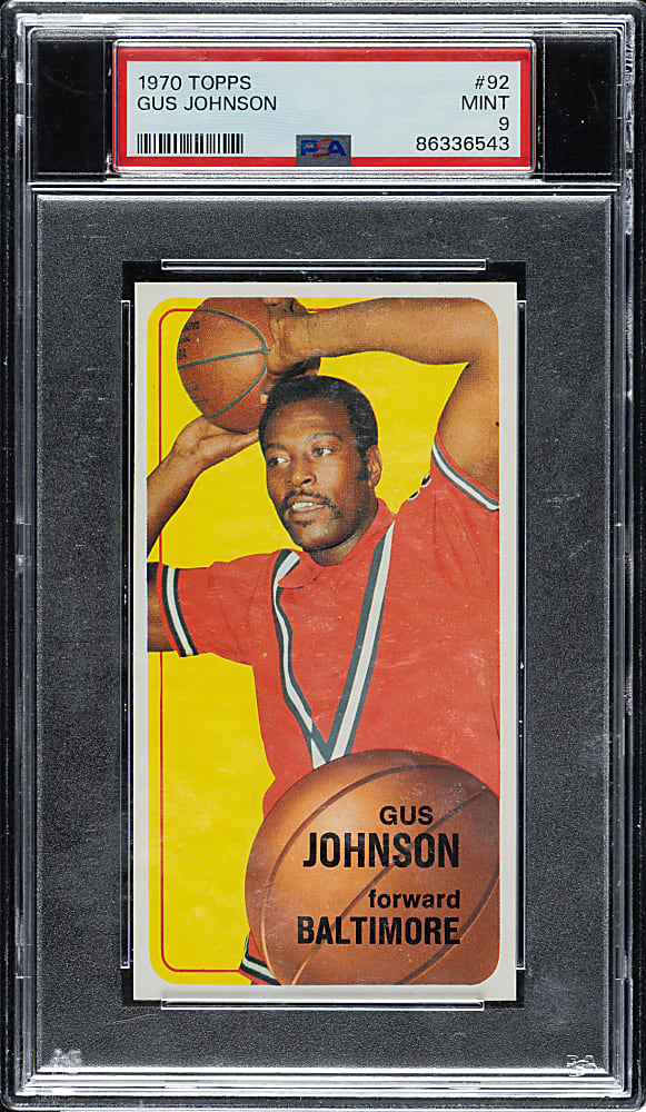 1970-1971 Topps Basketball #92 Gus Johnson PSA MINT 9