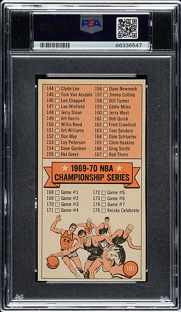 1970-1971 Topps Basketball #101 Checklist PSA MINT 9