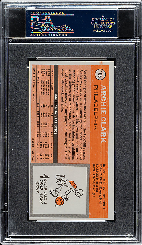 1970-1971 Topps Basketball #105 Archie Clark PSA MINT 9