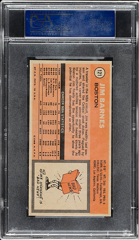 1970-1971 Topps Basketball #121 Jim Barnes Rookie PSA MINT 9