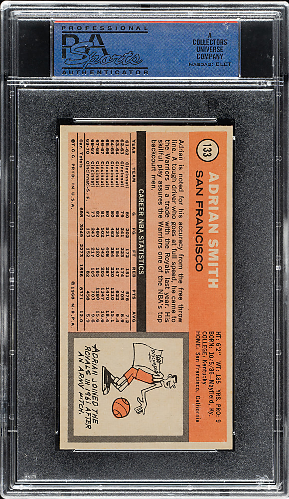 1970-1971 Topps Basketball #133 Adrian Smith PSA MINT 9