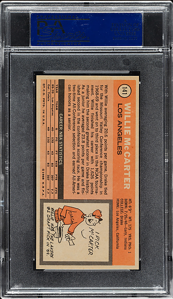 1970-1971 Topps Basketball #141 Willie McCarter PSA MINT 9