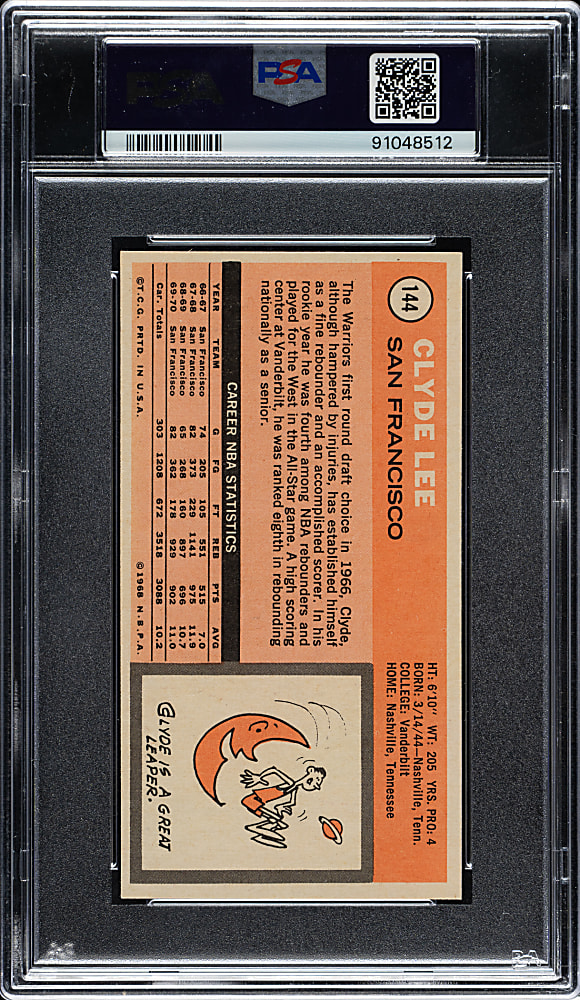 1970-1971 Topps Basketball #144 Clyde Lee PSA MINT 9