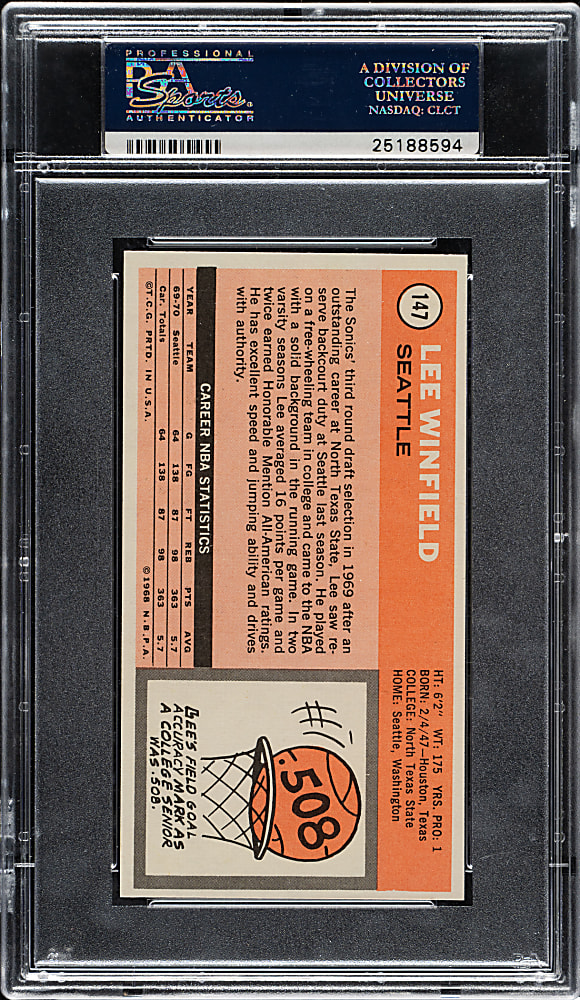 1970-1971 Topps Basketball #147 Lee Winfield PSA MINT 9