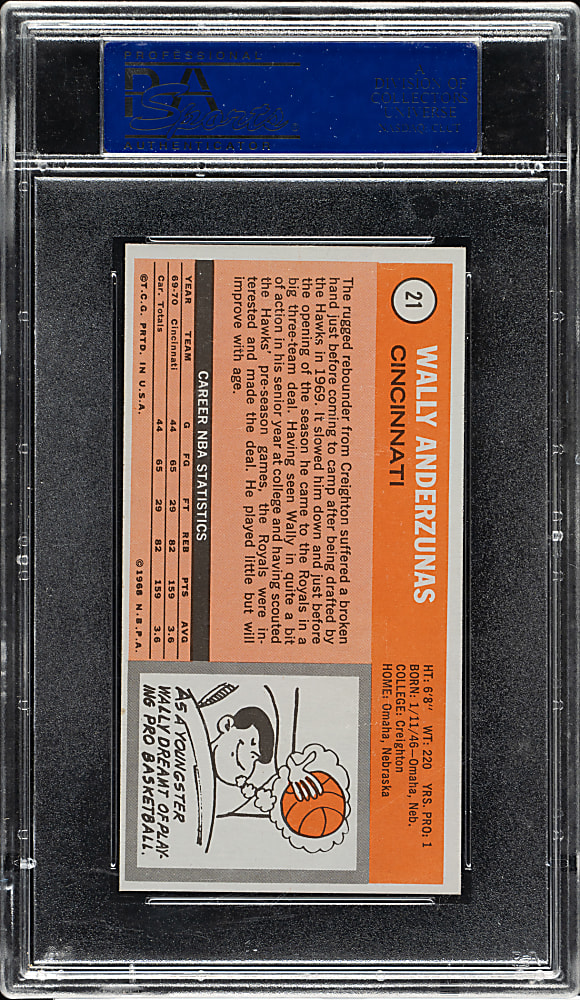 1970-1971 Topps Basketball #21 Wally Anderzunas PSA MINT 9