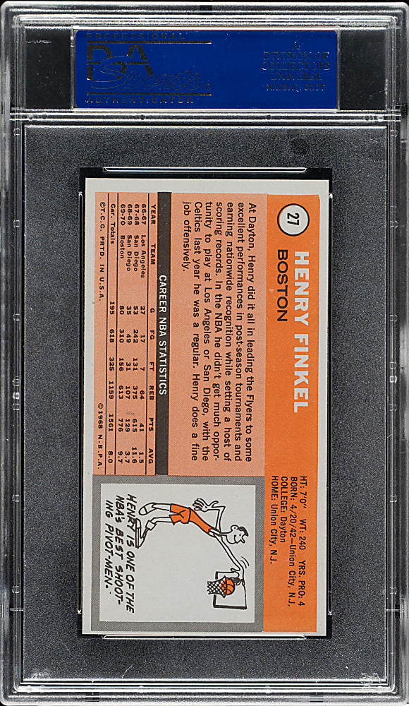 1970-1971 Topps Basketball #27 Henry Finkel PSA MINT 9