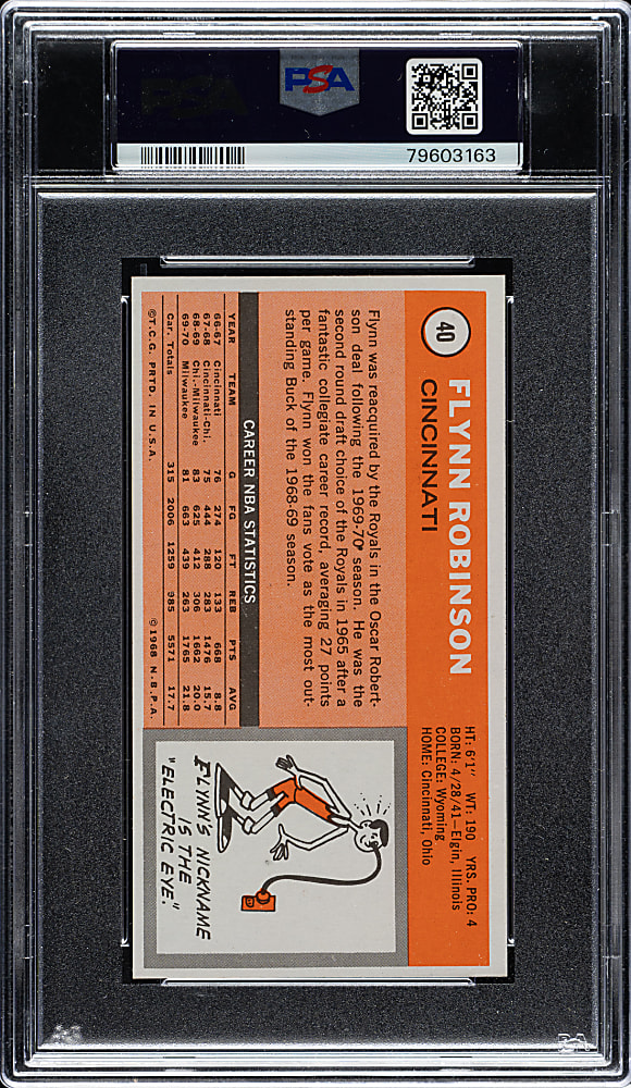 1970-1971 Topps Basketball #40 Flynn Robinson PSA MINT 9