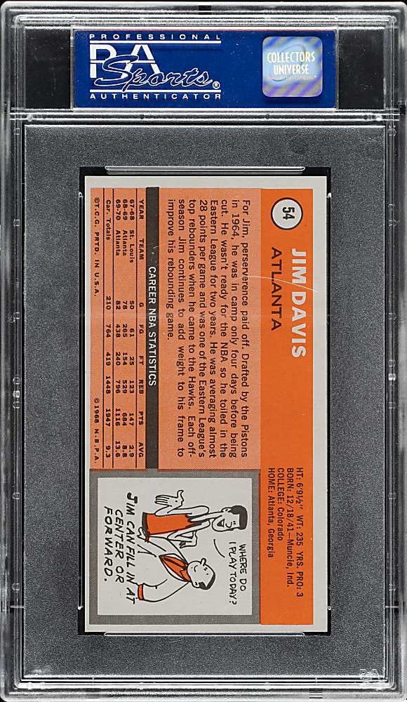 1970-1971 Topps Basketball #54 Jim Davis PSA MINT 9