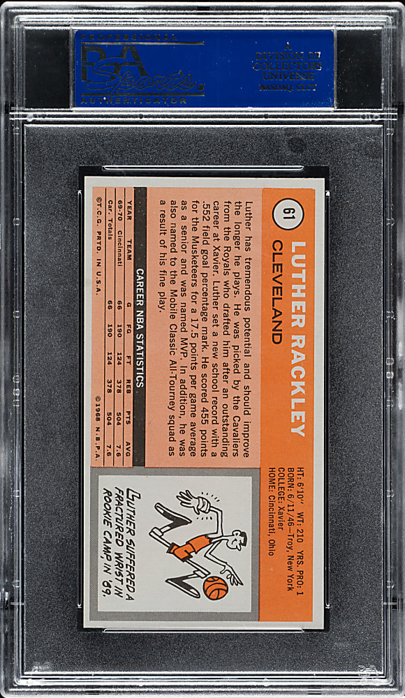 1970-1971 Topps Basketball #61 Luther Rackley PSA MINT 9