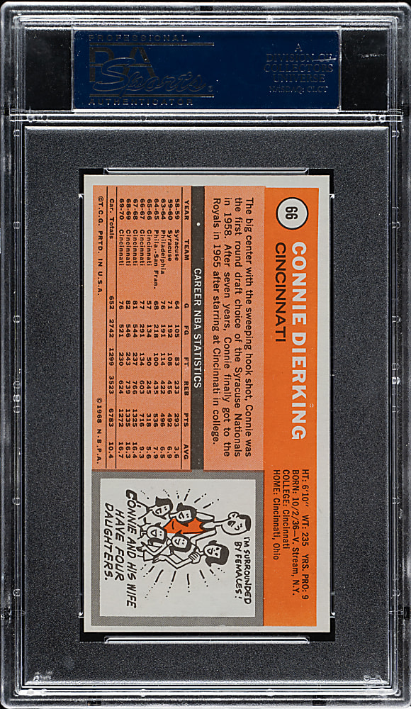 1970-1971 Topps Basketball #66 Connie Dierking PSA MINT 9