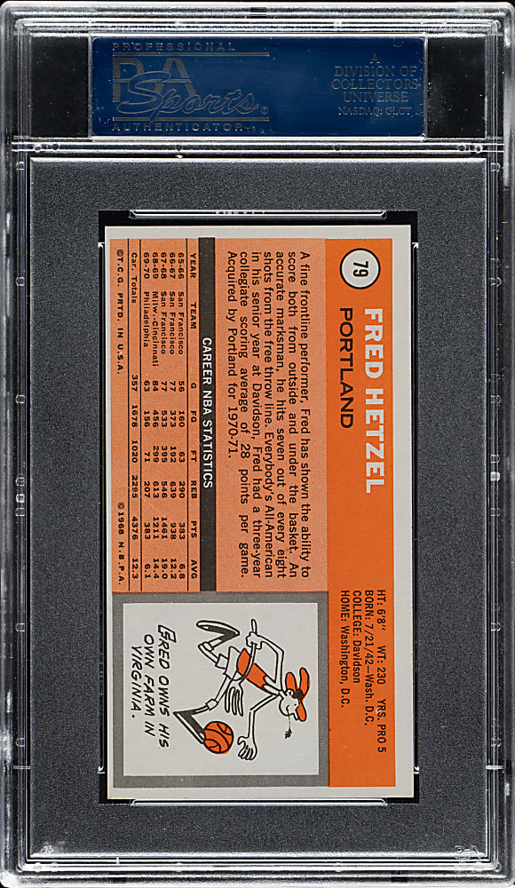 1970-1971 Topps Basketball #79 Fred Hetzel PSA MINT 9
