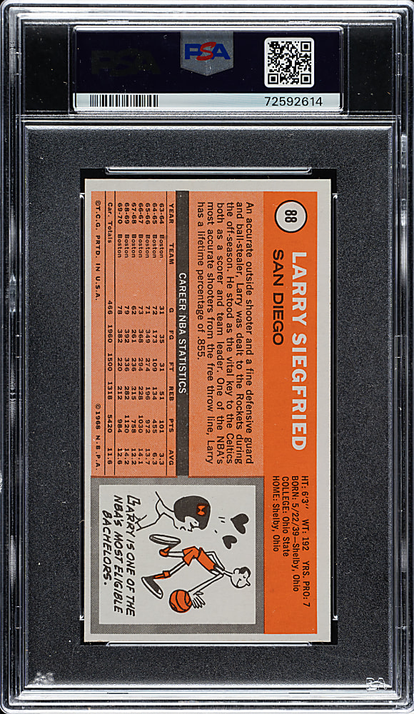 1970-1971 Topps Basketball #88 Larry Siegfried PSA MINT 9