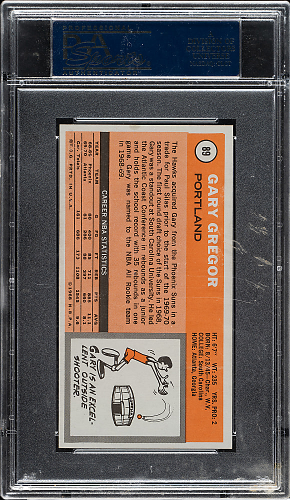 1970-1971 Topps Basketball #89 Gary Gregor PSA MINT 9