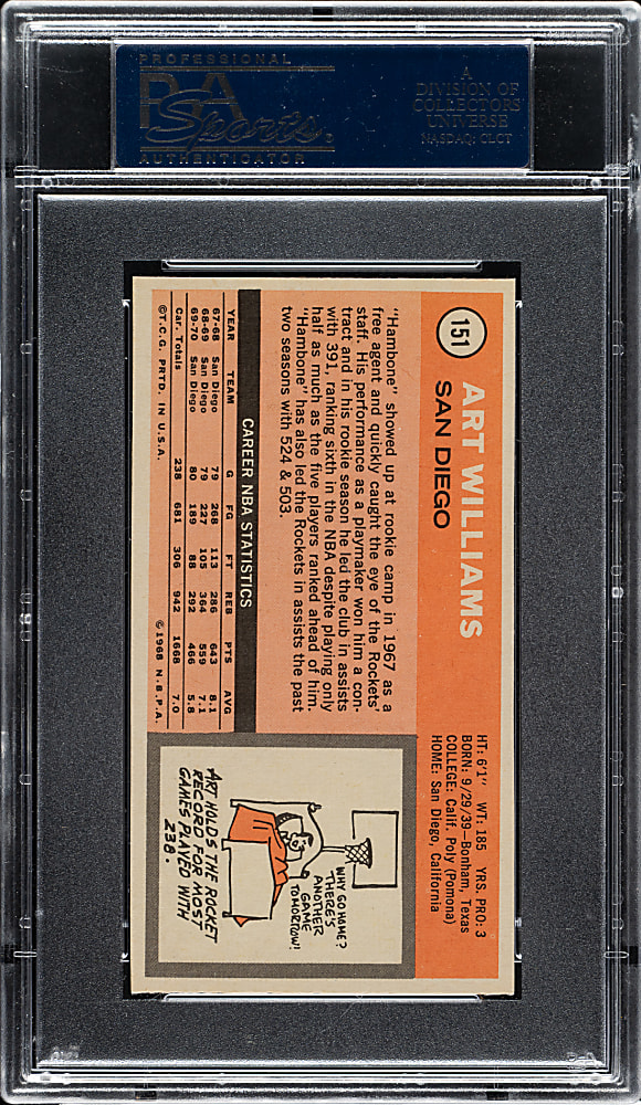 1970-1971 Topps Basketball #151 Art Williams PSA MINT 9