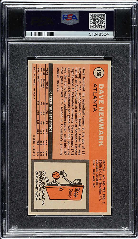 1970-1971 Topps Basketball #156 Dave Newmark PSA MINT 9