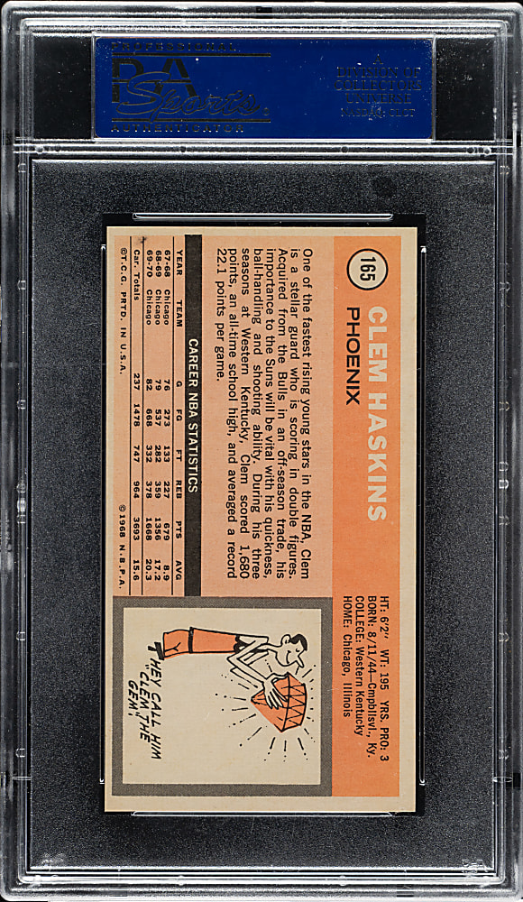 1970-1971 Topps Basketball #165 Clem Haskins Rookie PSA MINT 9