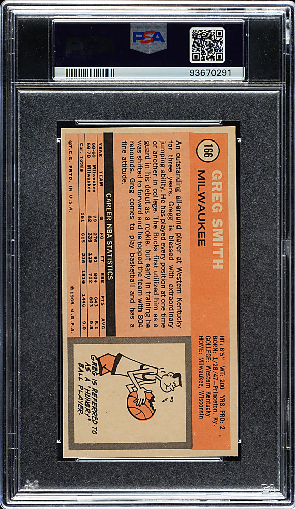 1970-1971 Topps Basketball #166 Greg Smith PSA MINT 9