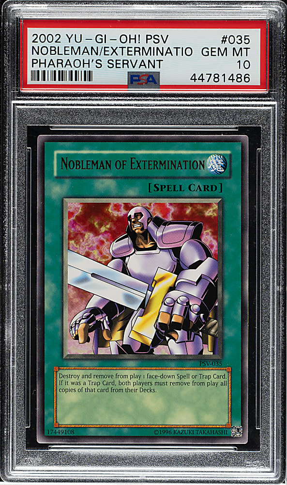 2002 Yu-Gi-Oh! Pharaoh's Servant #035 Nobleman of Extermination Rare PSA GEM MINT 10