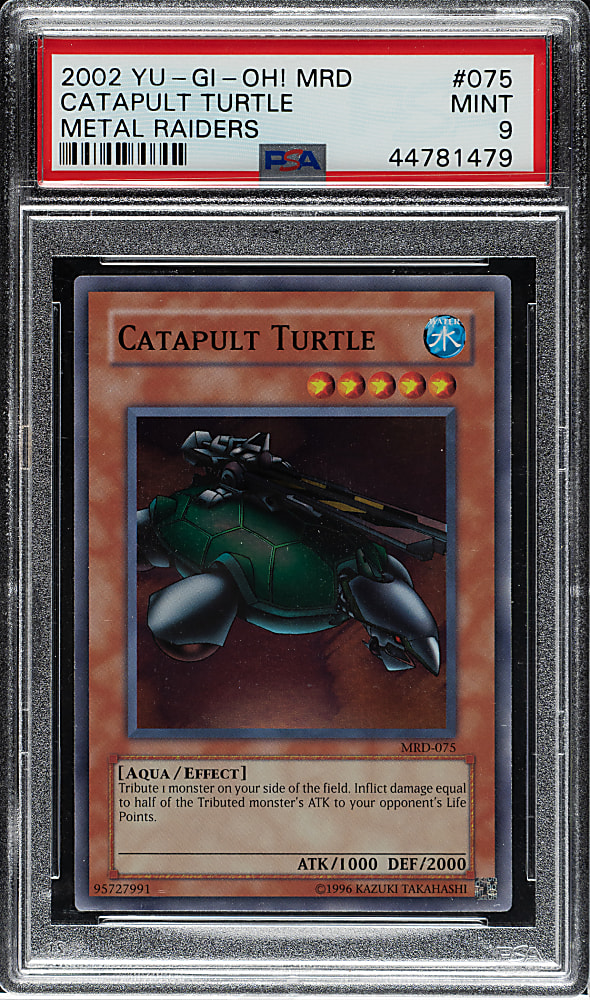 2002 Yu-Gi-Oh! Metal Raiders #075 Catapult Turtle Super Rare Holographic PSA MINT 9