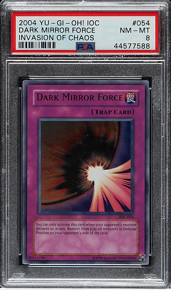 2004 Yu-Gi-Oh! Invasion of Chaos #054 Dark Mirror Force Ultra Rare Holographic PSA NM-MT 8