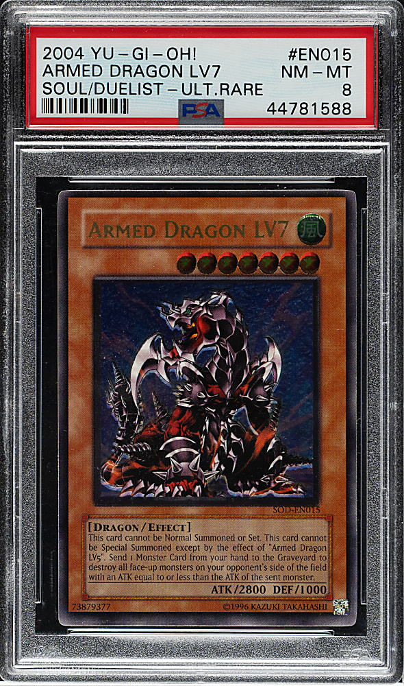 2004 Yu-Gi-Oh! Soul of The Duelist #EN015 Armed Dragon Lv7 Ultimate Rare PSA NM-MT 8